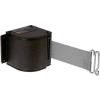 Lavi Industries Black Quick Mount Barricade, 18'L Gray Retractable Belt, Modified Mount