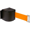 Lavi Industries Black Quick Mount Barricade, 18'L Orange Retractable Belt, Modified Mount