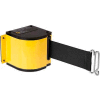 Lavi Industries Yellow Quick Mount Barricade, 18'L Black Retractable Belt, Modified Mount