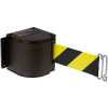 Lavi Industries Black Quick Mount Barricade, 18'L Black/Yellow Retractable Belt, Universal Mount