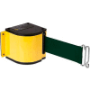 Lavi Industries Yellow Quick Mount Barricade, 18'L Forest Green Retractable Belt, Universal Mount