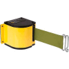 Lavi Industries Yellow Quick Mount Barricade, 18'L Olive Green Retractable Belt, Universal Mount