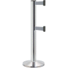 Lavi Industries Beltrac 3000 Crowd Control, 40"H Chrome Post, 13'L Gray Double Belt