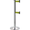 Lavi Industries Beltrac 3000 Crowd Control, 40"H Chrome Post, 13'L Olive Green Double Belt