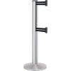 Lavi Industries Beltrac 3000 Crowd Control, 40"H Satin Post, 13'L Silver/Black Double Belt