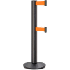 Lavi Industries Beltrac 3000 Crowd Control, 40"H Wrinkle Black Post, 13'L Orange Double Belt