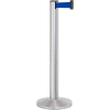 Lavi Industries Beltrac® Retractable Belt Barrier, 40" Silver Post, 13' Blue Belt