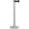 Lavi Industries Beltrac® Retractable Belt Barrier, 40" Silver Post, 13' Forest Green Belt