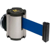 Lavi Industries Satin Magnetic Wall Mount Unit, 13'L Blue Retractable Belt