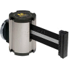 Lavi Industries Satin Magnetic Wall Mount Unit, 13'L Silver/Black Retractable Belt