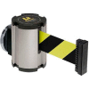 Lavi Industries Satin Magnetic Wall Mount Unit, 13'L Safety Black/Yellow Retractable Belt