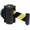 Lavi Industries Wrinkle Black Magnetic Wall Mount Unit, 13'L Safety Black/Yellow Retractable Belt