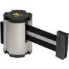 Lavi Industries Retractable Belt Barrier, Satin Wall Mount, 13'L Silver/Black Belt