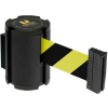 Lavi Industries Retractable Belt Barrier, Wrinkle Black Wall Mount, 13'L Safety Black/Yellow Belt