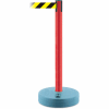 Tensabarrier Crowd Control, Queue Stanchion Retractable Barrier Plastic, Red W/ 7.5' Black/Yllw Belt