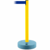 Tensabarrier Crowd Control, Queue Stanchion Retractable Barrier Plastic Post, Yllw W/ 7.5' Blue Belt