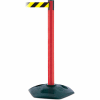 Tensabarrier Crowd Control, Queue Stanchion Retractable Barrier Plastic, Red W/ 7.5' Blk/Yellow Belt