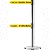 Tensabarrier Safety Crowd Control, Queue Dual Stanchion Post, Pol Chrome W/ 7.5' Yllw "Caution" Belt