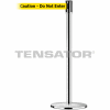 Tensabarrier Crowd Control, Queue Stanchion Post, Pol Chrome W/ 7.5' Yllw "Caution" Retractable Belt