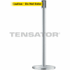 Tensabarrier Crowd Control Queue Stanchion Post Satin Chrome W/ 7.5' Yllw "Caution" Retractable Belt