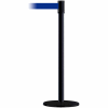 Tensabarrier Safety Crowd Control, Queue Stanchion Post, Black W/ 7.5' Blue Retractable Belt Barrier
