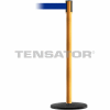 Tensabarrier Safety Crowd Control, Queue Stanchion Post, Yllw W/ 7.5' Blue Retractable Belt Barrier
