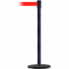 Tensabarrier Crowd Control, Queue Stanchion Post, Black Wrinkle W/ 7.5' Red Retractable Belt Barrier