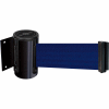 Tensabarrier Safety Crowd Control, Retractable Wall Mount Barrier, Black With 13' Blue Belt