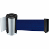Tensabarrier Safety Crowd Control, Retractable Wall Mount Barrier, Satin Chrome 7'6" Blue Belt