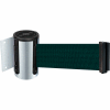 Tensabarrier Satin Chrome Mini Wall Mount 7.5'L Green Retractable Belt Barrier