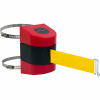 Tensabarrier Crowd Control, Retractable Wall Clamp Mount Barrier, Red W/ 15' Yllw Belt And Wire Clip