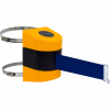 Tensabarrier Crowd Control, Retractable Wall Mount Barrier, Yellow, 24'L Blue Belt, Wire Clip