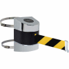 Tensabarrier Crowd Control, Retractable Clamp Wall Mount Barrier, Polished Chrome 30' Blk/Yllw Belt