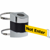 Tensabarrier Crowd Control, Retractable Clamp Wall Mount Barrier Pol Chrome 30' Yllw "Caution" Belt