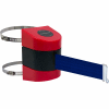 Tensabarrier Crowd Control, Retractable Clamp Wall Mount Barrier, Red W/ 30' Blue Belt And Wire Clip