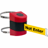 Tensabarrier Crowd Control, Retractable Clamp Wall Mount Barrier, Red W/ 30' Yellow "Caution" Belt