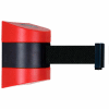 Tensabarrier Safety Crowd Control, Retractable Wall Mount Barrier, Red With 30' Black Belt