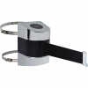 Tensabarrier Safety Crowd Control, Retractable Wall Clamp Mount Barrier, Pol Chrome W/ 24' Blk Belt