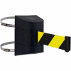 Tensabarrier Crowd Control, Retractable Clamp Wall Mount Barrier, Blk 24' Blk/Yllw Belt & Wire Clip