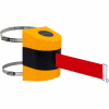 Tensabarrier Safety Crowd Control, Retractable Wall Clamp Mount Barrier, Yellow With 24' Red Belt