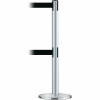 Tensabarrier Safety Crowd Control, Queue Dual Stanchion Post, Satin Chrome With 7.5' Black Belt