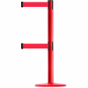 Tensabarrier Crowd Control, Queue Dual Stanchion Post, Red W/ 7.5' Red Retractable Belt Barrier
