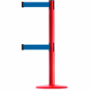 Tensabarrier Crowd Control, Queue Dual Stanchion Post, Red W/ 7.5' Blue Retractable Belt Barrier