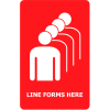 Tensabarrier Acrylic Sign - Line Forms Here 7X11" Red