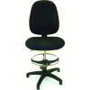 ShopSol Deluxe Drafting Stool - Fabric Upholstered - High Back - Black