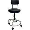 ShopSol Round Vinyl Lab Stool with Backrest - Black