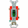 Leviton 1221-Plg 20a, 120v, Illuminated On, Single-Pole Ac Quiet Switch, Green - Min Qty 9