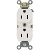 Leviton 5262-SW 15A, 125V, Duplex Receptacle, Self Grounding, White