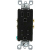 Leviton 5325-E 15A, 125V, Decora Duplex Receptacle, Grounding, Ebony - Pkg Qty 10