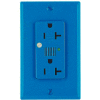 Leviton 7380-B Decora Duplex Surge Suppressor Receptacle Audible Alarm 20a, Blue - Min Qty 4